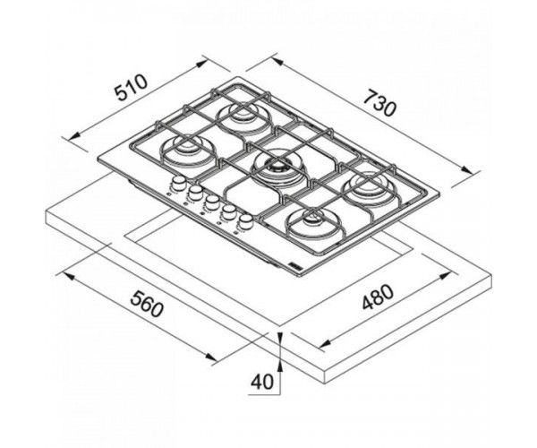 Варильна поверхня газова Franke FHSM 755 4G DC XS C (106.0554.394)