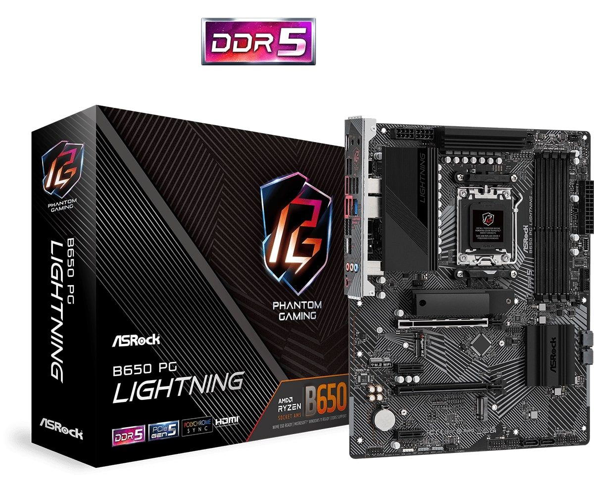 ASRock Материнська плата B650 PG LIGHTNING sAM5 B650 4xDDR5 HDMI ATX