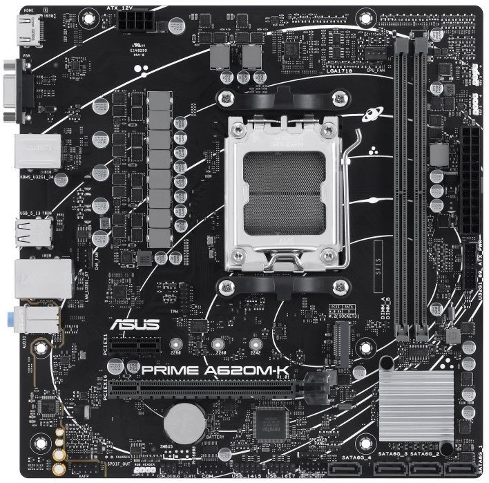 ASUS Материнcька плата PRIME A620M-K sAM5 A620 2xDDR5 HDMI D-Sub mATX