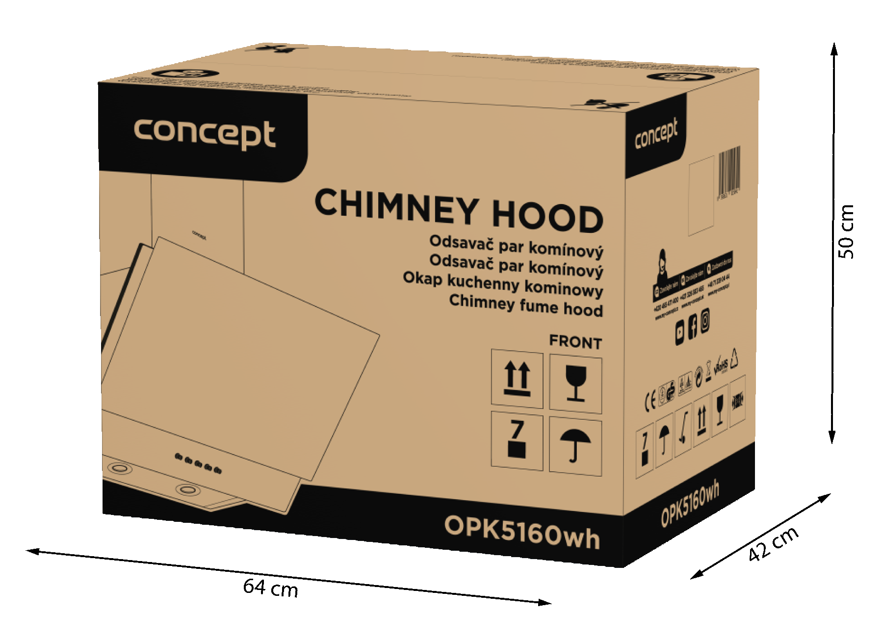 Камінна витяжка 60 cm Concept OPK5160wh WHITE