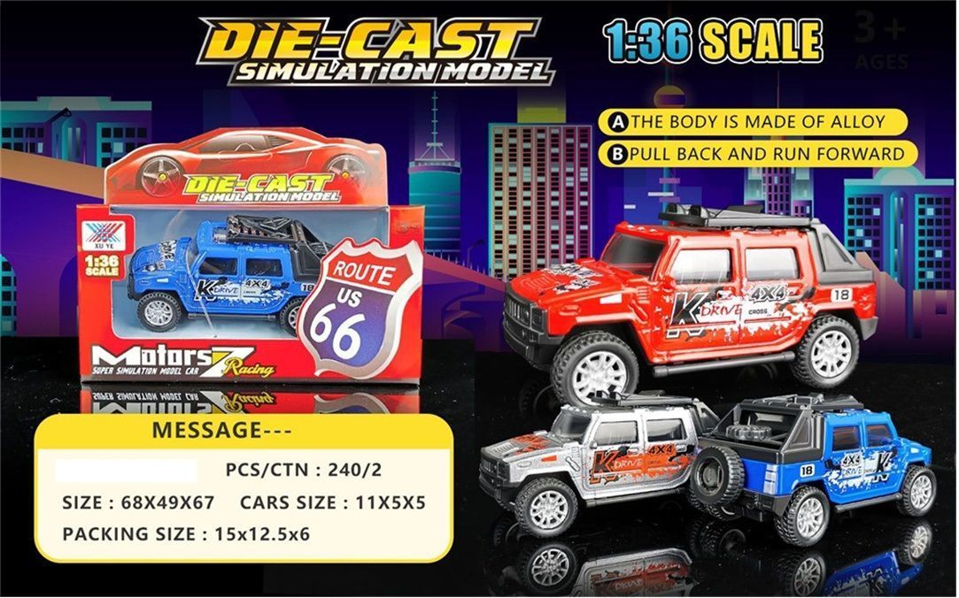 Іграшка DIY Toys Машинка позашляховик метал pull-back 1:36, в асорт
