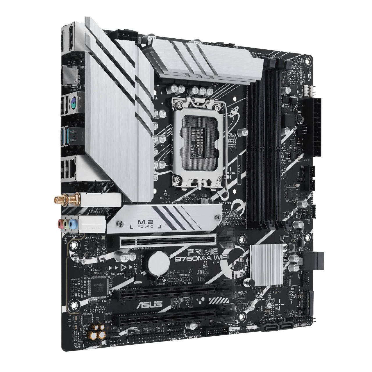 ASUS Материнcька плата PRIME B760M-A WIFI s1700 B760 4xDDR5 M.2 HDMI DP Wi-Fi BT mATX