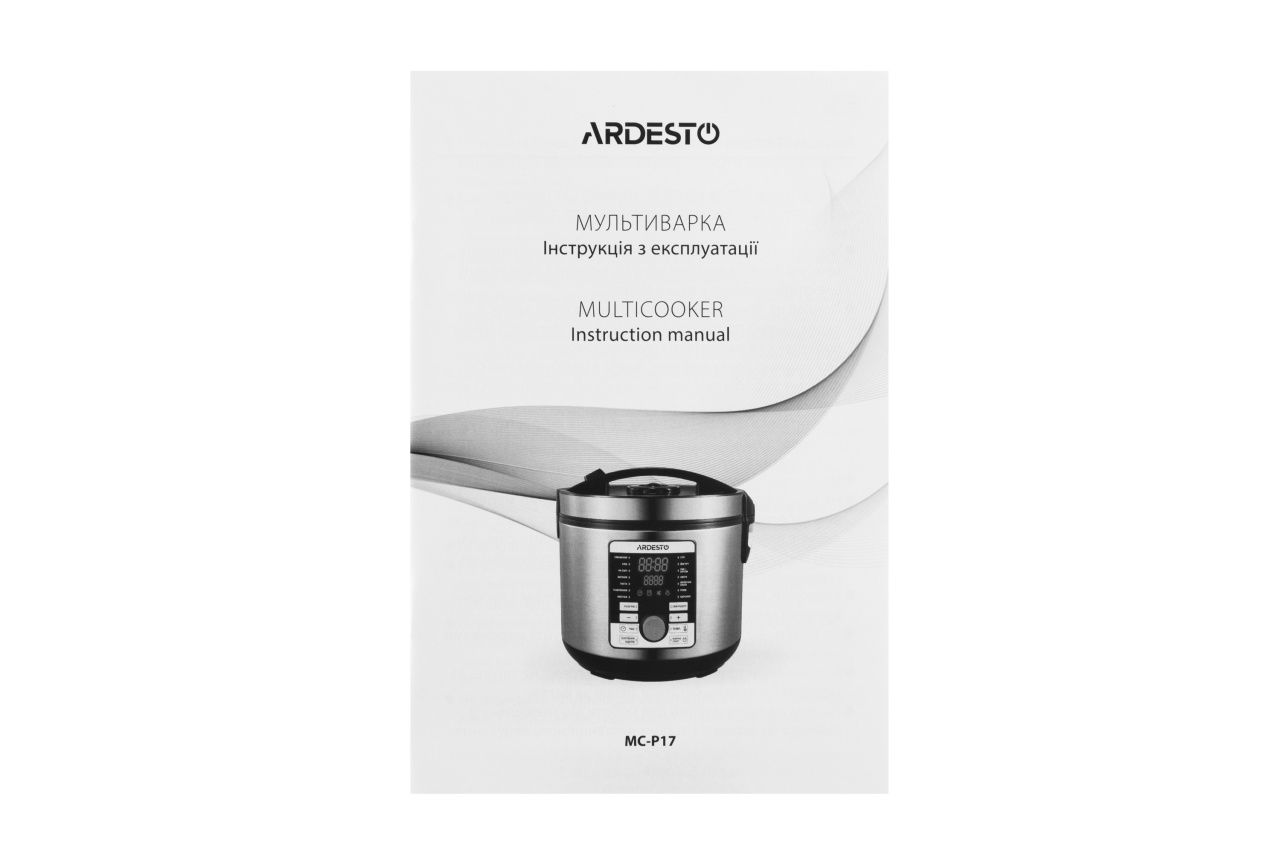 ARDESTO Мультиварка MC-P17, 860Вт, чаша-5л, електр. керування , книга рецептів, нерж. сталь+пластик, срібляста
