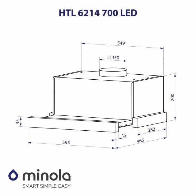Витяжка Minola HTL 6214 BLF 700 LED