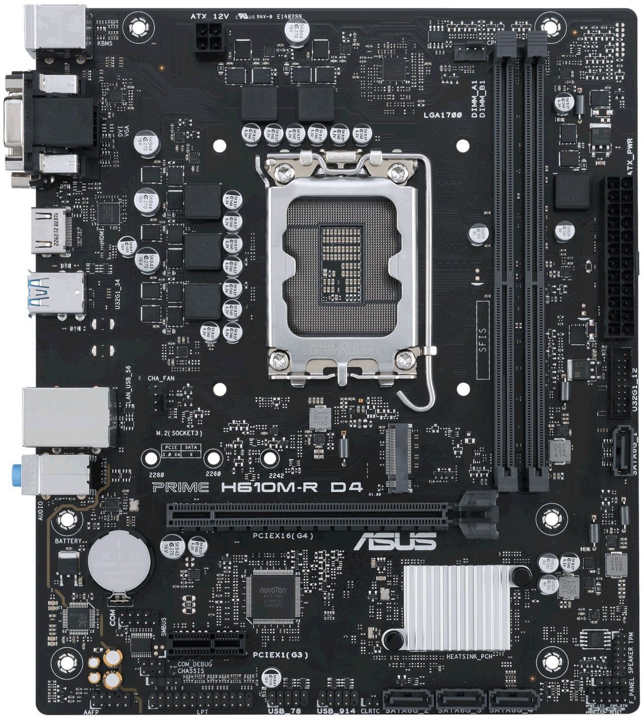 ASUS Материнcька плата PRIME H610M-R D4-SI s1700 H610 2xDDR4 M.2 HDMI VGA DP mITX WHITE BOX WITH ACCESSORY