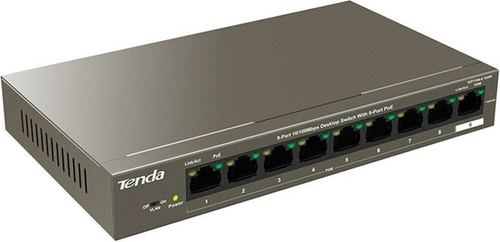 Tenda Комутатор TEF1109P-8-102W 8xFE PoE, 1xGE Uplink