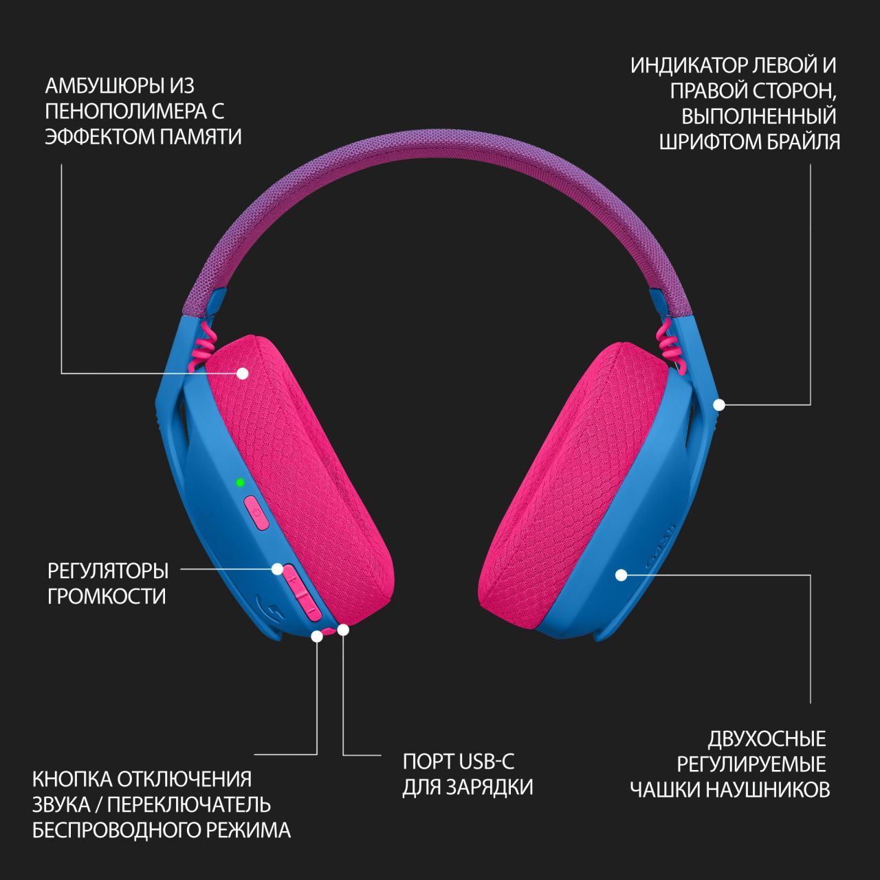 Гарнітура Logitech G435 Lightspeed Wireless Gaming - Blue (981-001062)