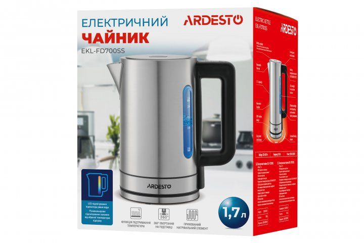 Електрочайник Ardesto EKL-FD700SS сріблястий