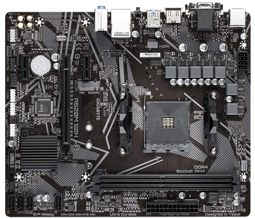 Gigabyte Материнська плата A520M S2H sAM4 A520 2xDDR4 HDMI DVI VGA mATX