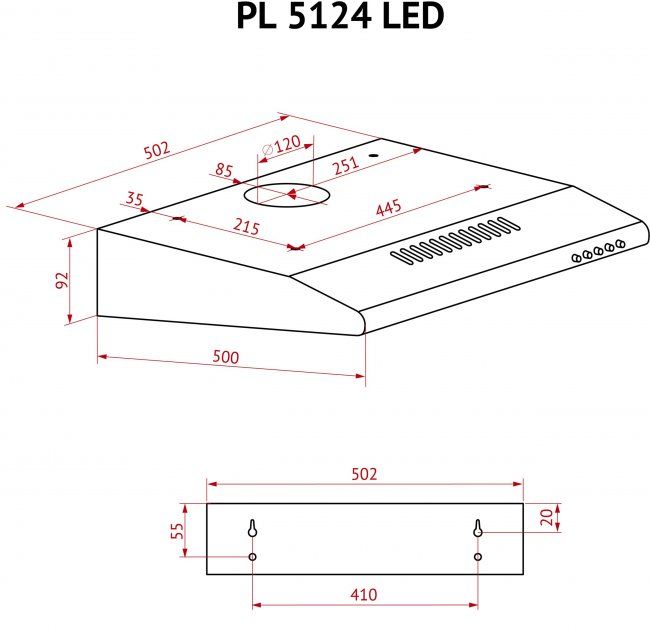 Витяжка Perfelli PL 5124 WH LED