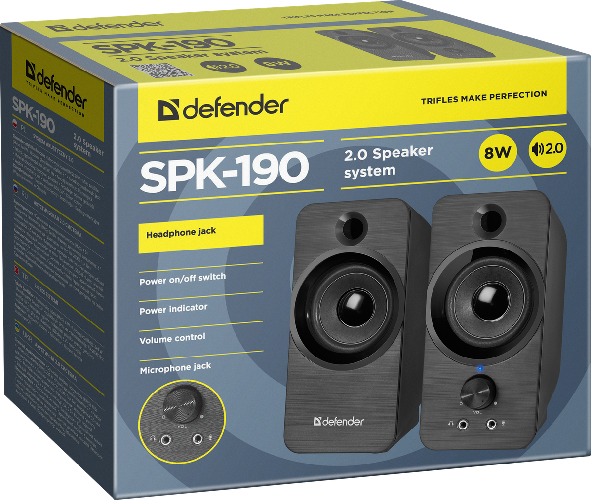 Акустика Defender 2.0 SPK 190 USB 8W Black (65190)