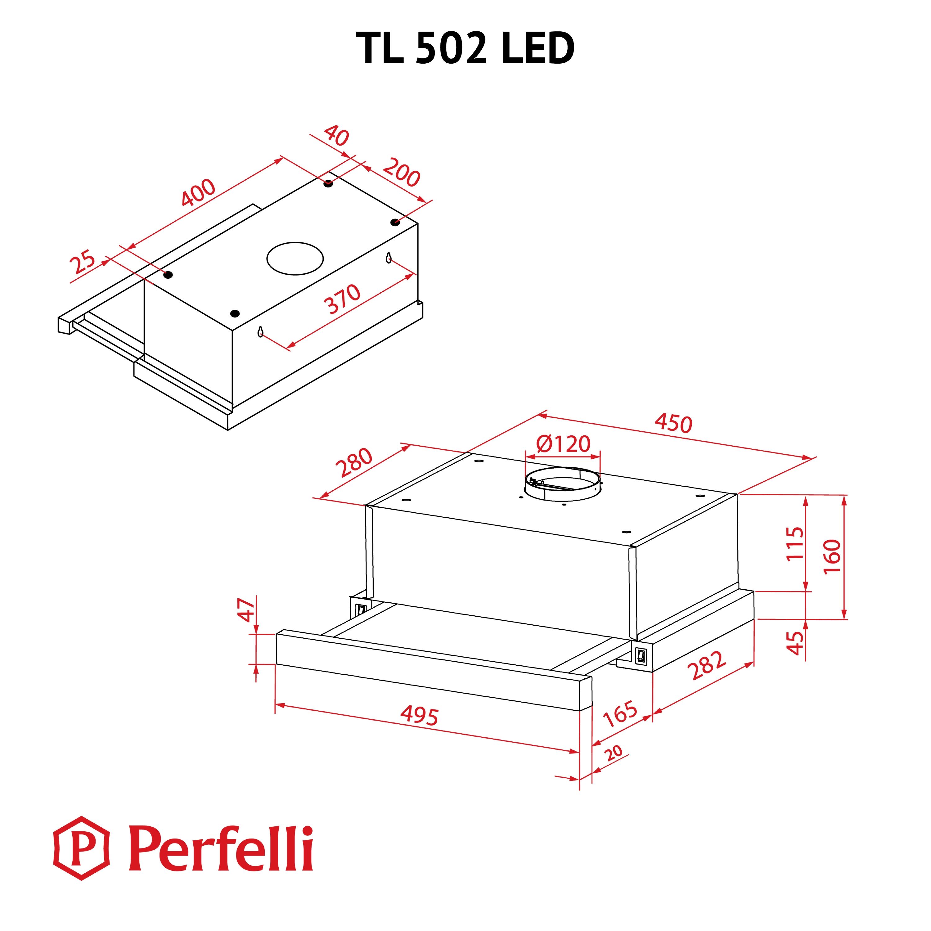 Витяжка Perfelli TL 502 BL LED