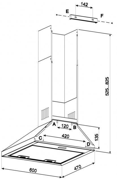 Витяжка JANTAR KBT 650 LED 60 BL