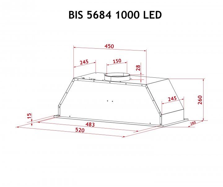 Витяжка PERFELLI BIS 5684 BL 1000 LED