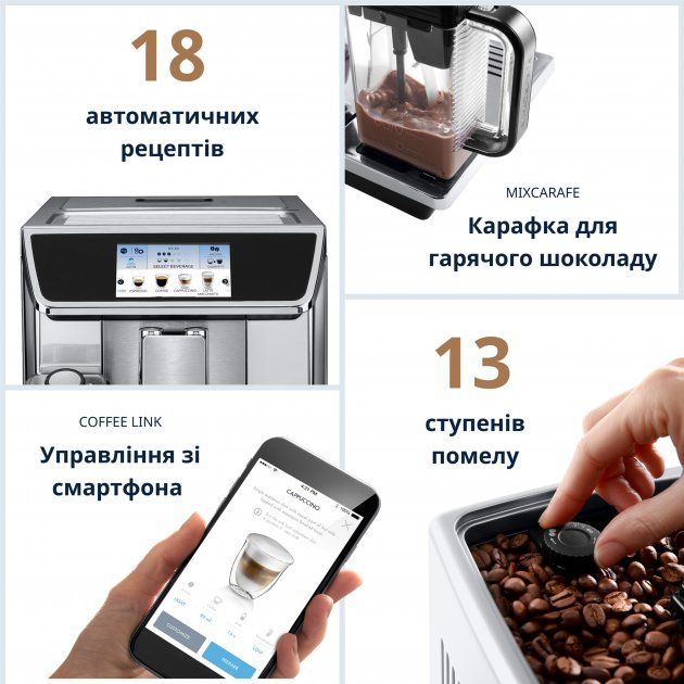 Кавомашина DELONGHI PrimaDonna Elite ECAM 650.85 MS + в подарунок кава в зернах 1 кг