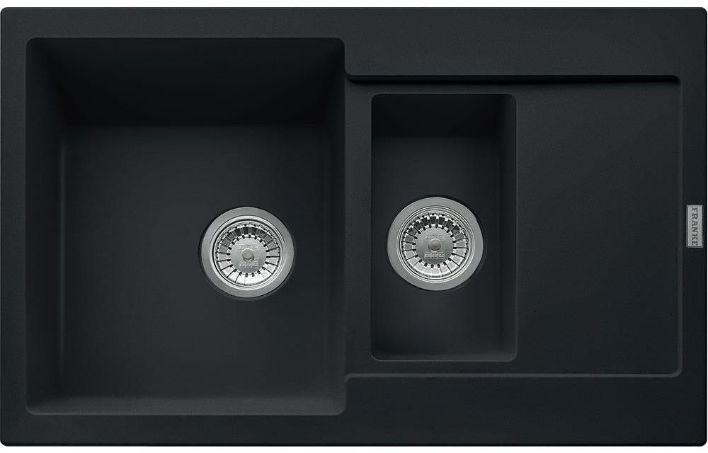 Franke Кухонна мийка Maris MRG 651-78/114.0631.461/дві чаші/фраграніт/антибактеріальний захист/780х500х200(130)/врізна/чорний матовий