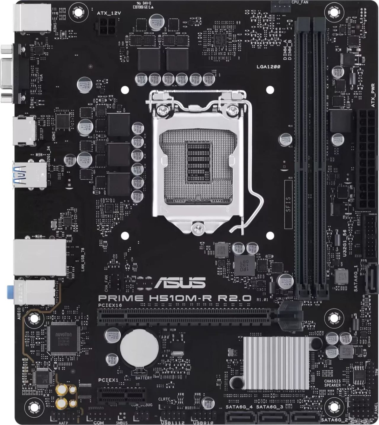 ASUS Материнcька плата PRIME H510M-R R2.0-SI s1200 H470 2xDDR4 HDMI D-Sub mATX White BOX WITH ACCESSORY