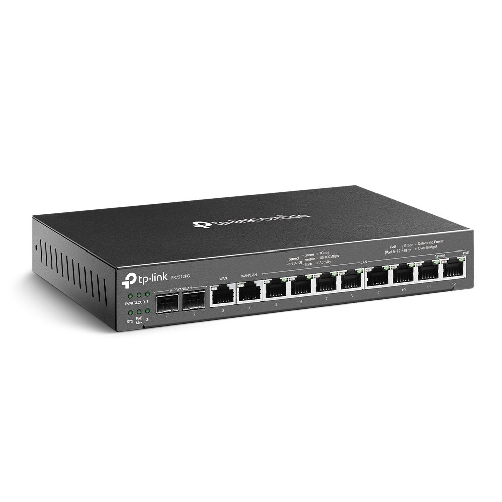 TP-Link Мультисервісний маршрутизатор ER7212PC 8xGE LAN 1xGE WAN 1xGE WAN/LAN 2xGE SFP WAN/LAN VPN Omada