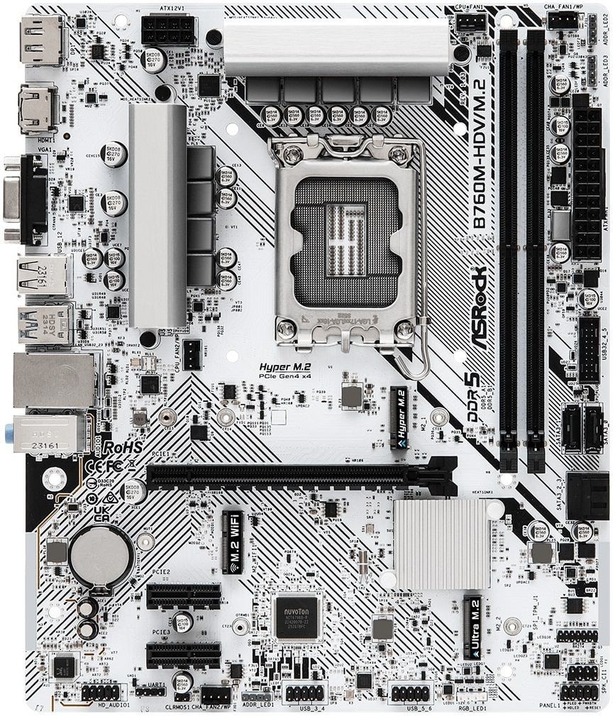 ASRock Материнська плата B760M-HDV/M.2 s1700 B760 2xDDR5 M.2 HDMI DP mATX