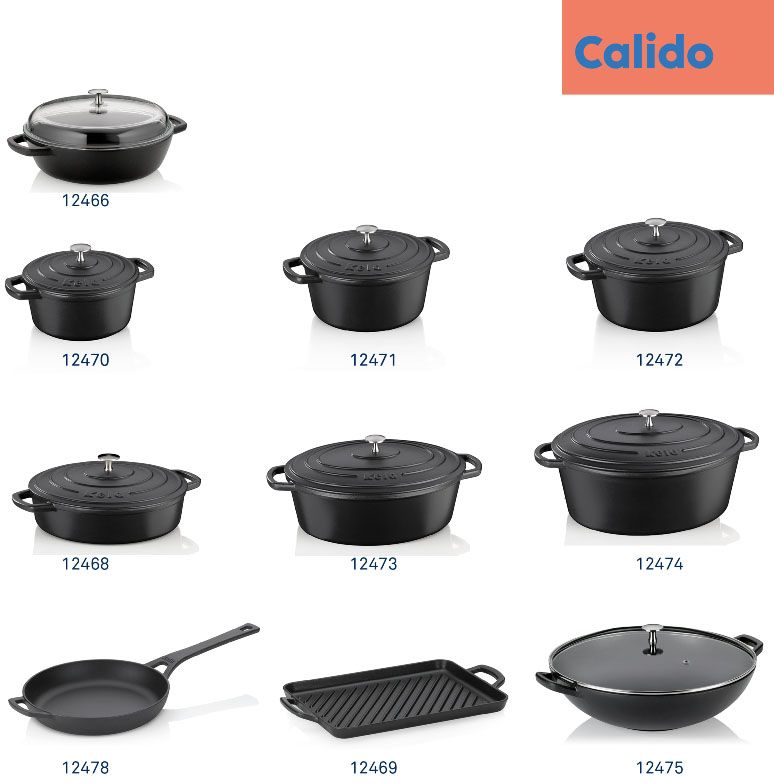 Каструля чавунна з кришкою Kela Calido 21 см 2.5 л Чорна (12470)