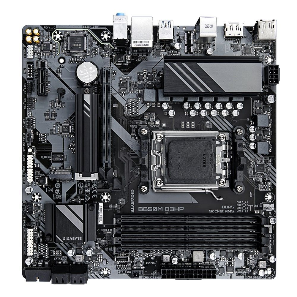 Gigabyte Материнська плата B650M D3HP sAM5 B650 4xDDR5 M.2 HDMI DVI mATX