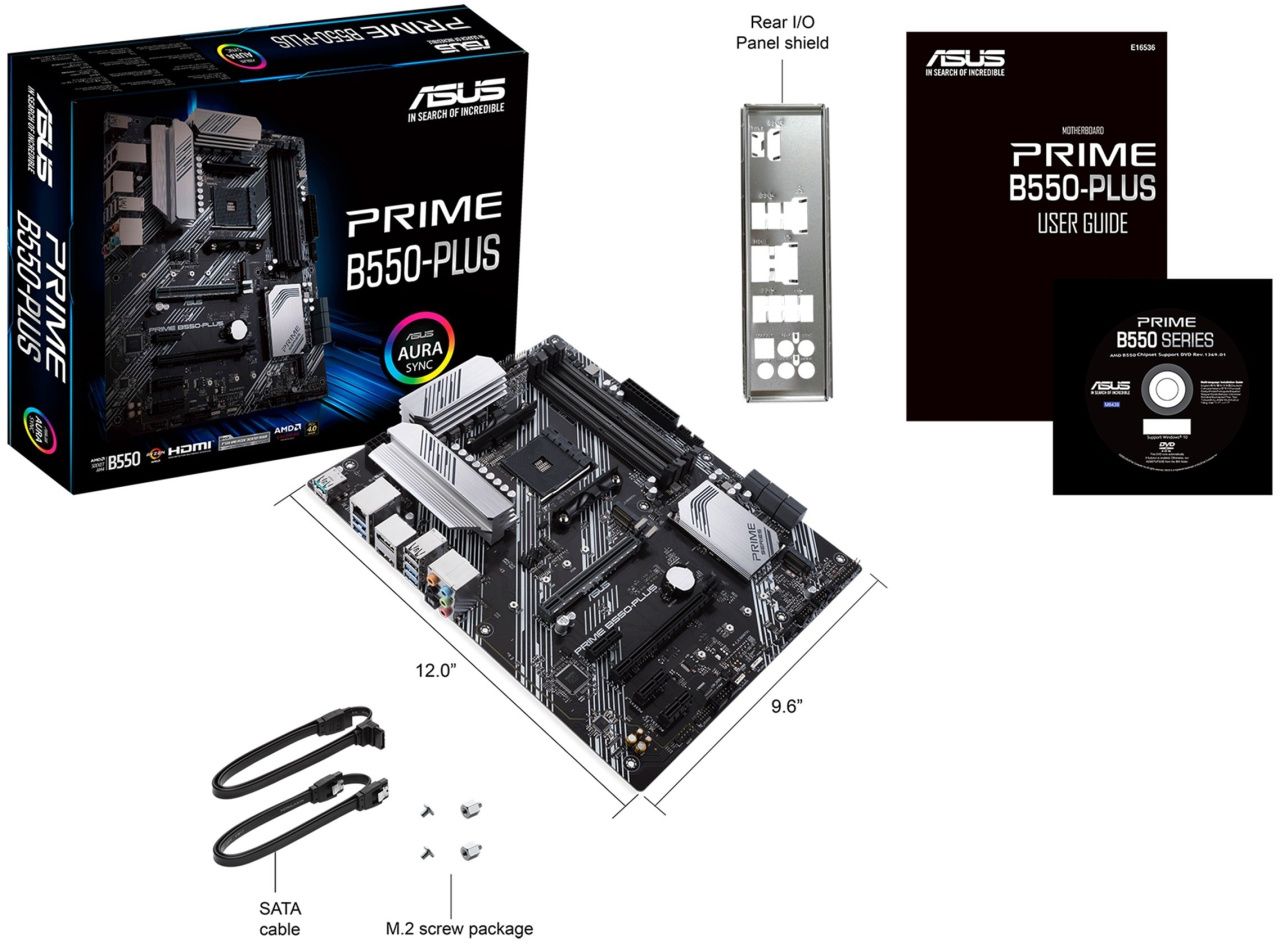 ASUS Материнcька плата PRIME B550-PLUS sAM4 B550 4xDDR4 M.2 HDMI DP ATX