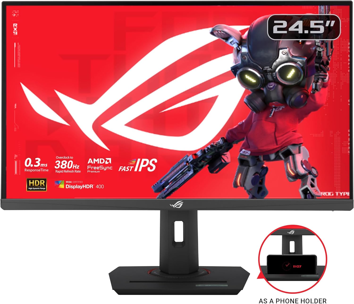ASUS Монітор 24.5" ROG Strix XG259QNS 2xHDMI, DP, 2xUSB, Audio, IPS, 380Hz, 0.3ms, sRGB 110%, AdaptiveSync, Pivot, HDR400