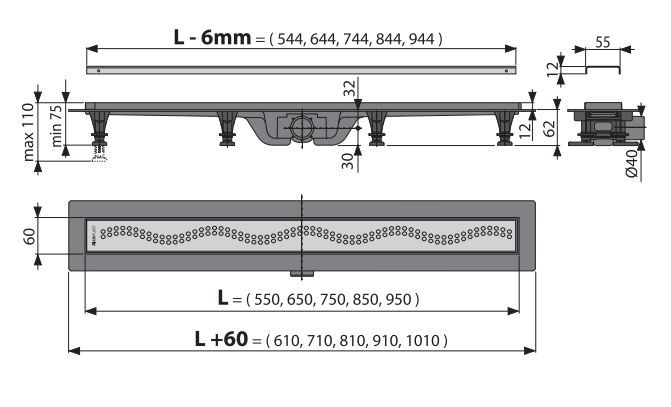 Трап ALCA PLAST APZ8-950 (8595580504113)