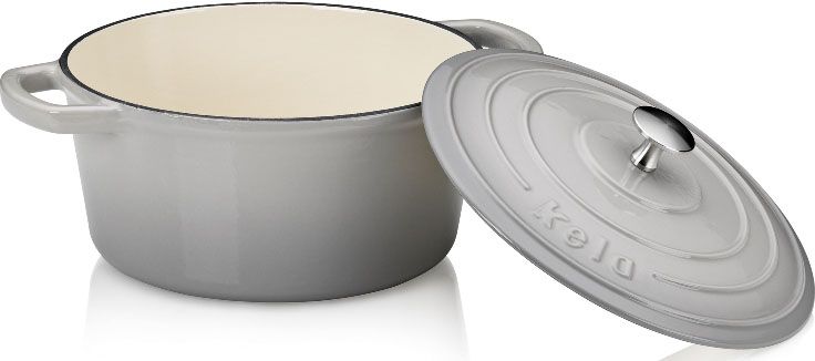 Каструля чавунна з кришкою Kela Calido 24 см 3.8 л Сіра (12606)