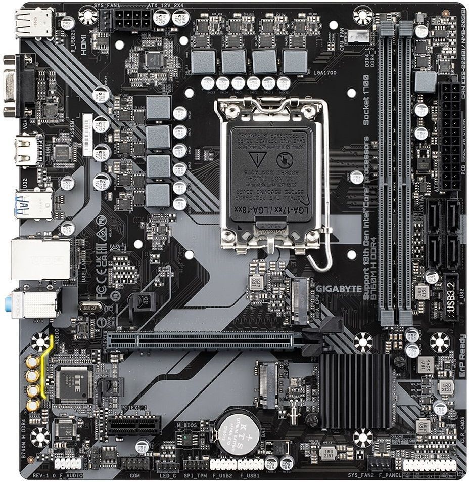 Gigabyte Материнська плата B760M H DDR4 s1700 B760M 2xDDR4 M.2 HDMI mATX