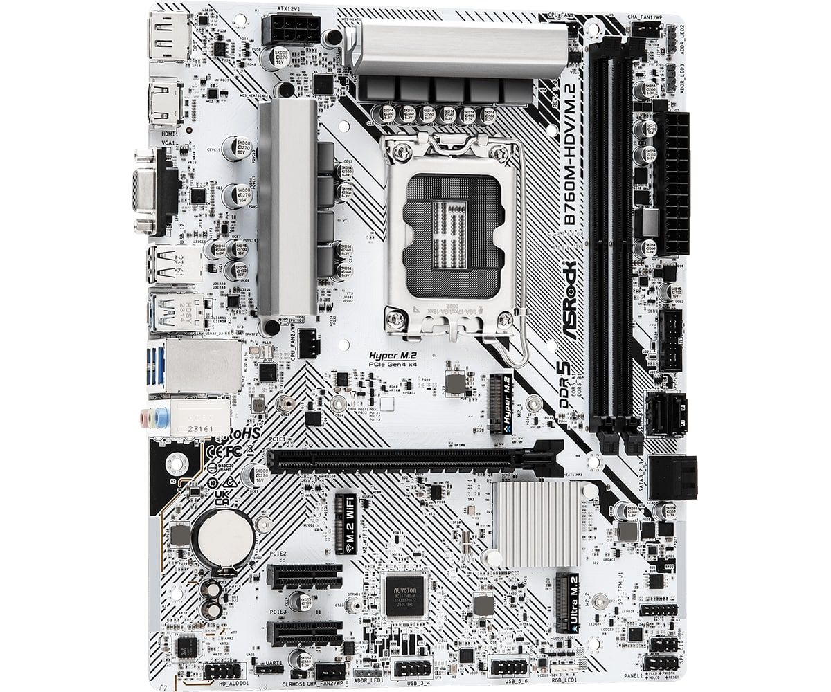ASRock Материнська плата B760M-HDV/M.2 s1700 B760 2xDDR5 M.2 HDMI DP mATX
