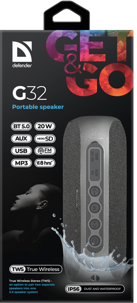 Портативна колонка Defender G32 20Вт, Black (65232)