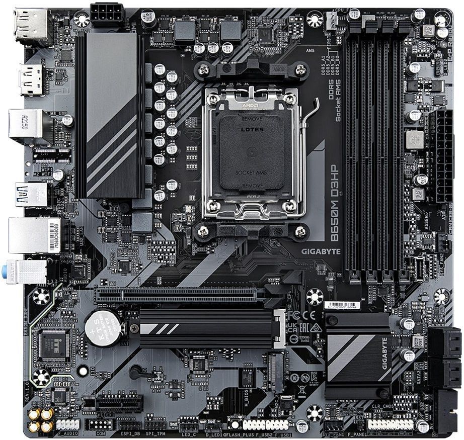 Gigabyte Материнська плата B650M D3HP sAM5 B650 4xDDR5 M.2 HDMI DVI mATX