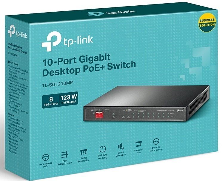 TP-Link Комутатор TL-SG1210MP 8xGE/PoE+ 123W 1xGE 1xcomboGE/SFP