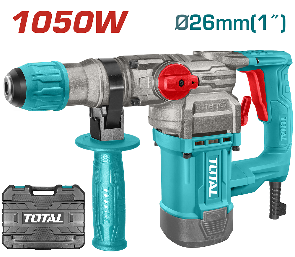 Перфоратор TOTAL TH110266 SDS-Plus, 1050Вт, 0-1100об/хв, 4.5Дж, 0-3800 уд/хв