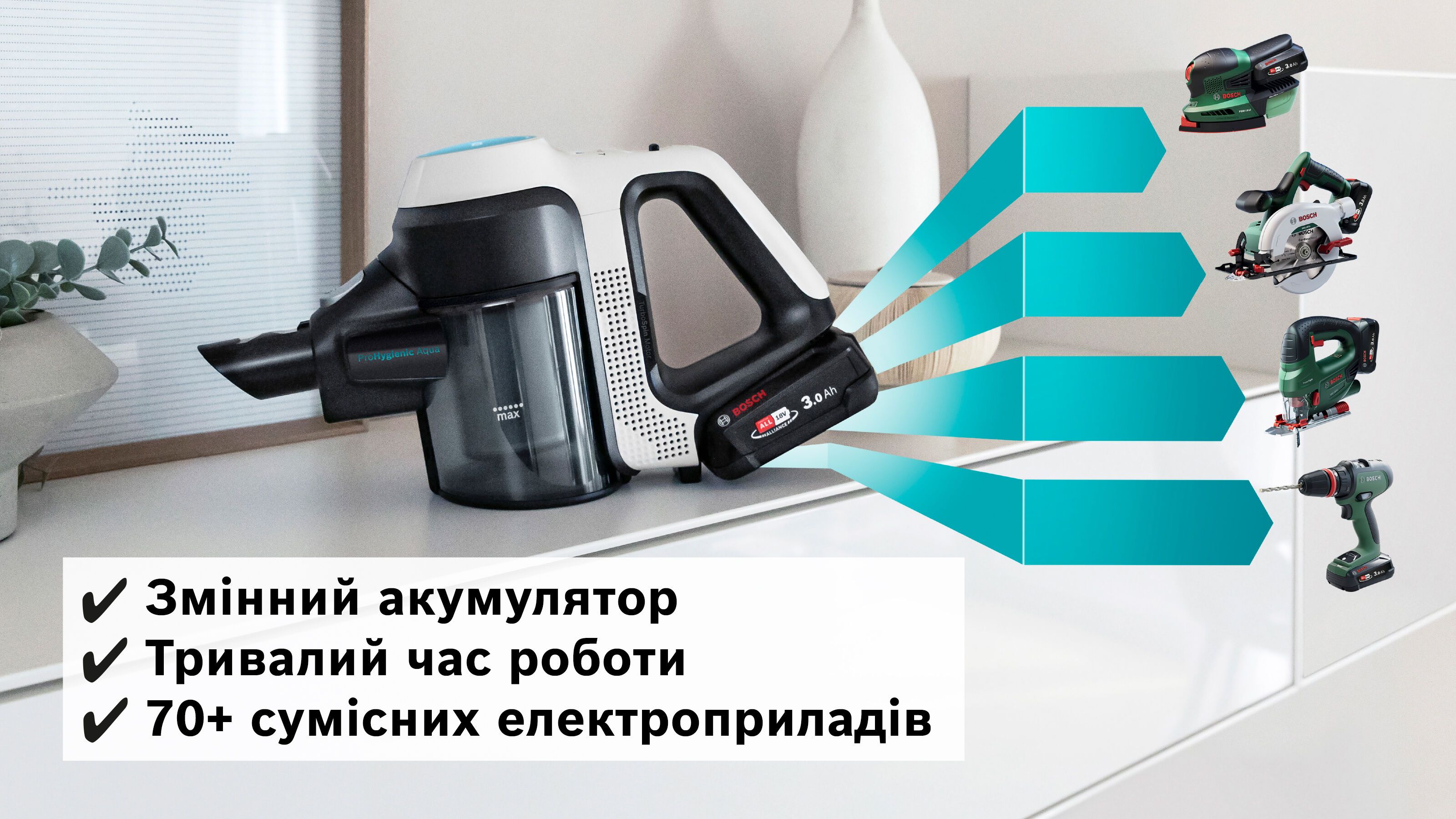 Акумуляторний пилосос Bosch Unlimited 7 ProHygienic Aqua BCS71HYG2