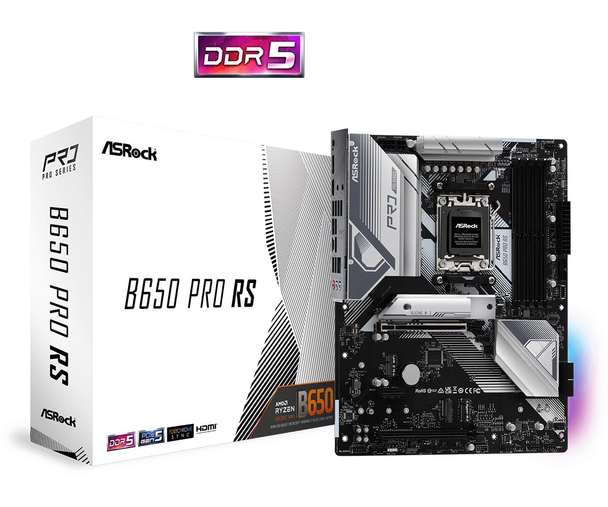ASRock Материнська плата B650 PRO RS sAM5 B650 4xDDR5 HDMI DP ATX