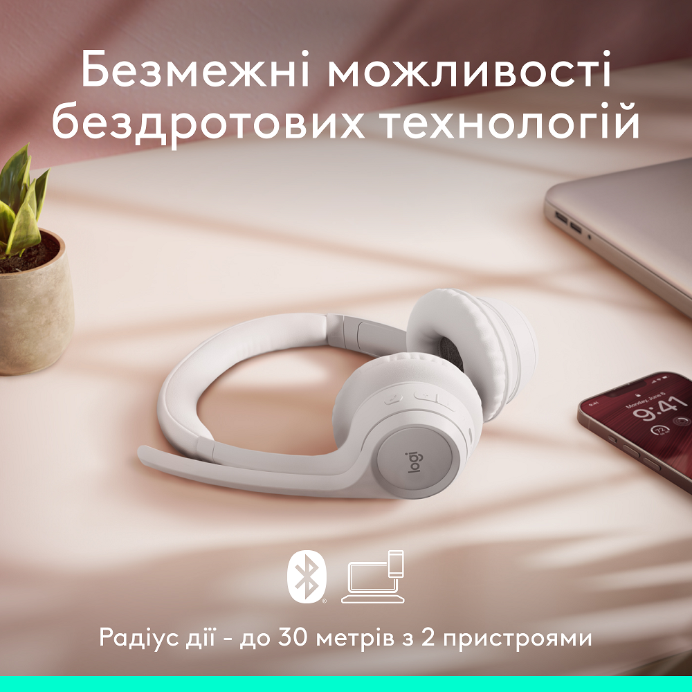 Гарнитура Logitech Zone 300 Wireless Headset BT White (981-001417) 