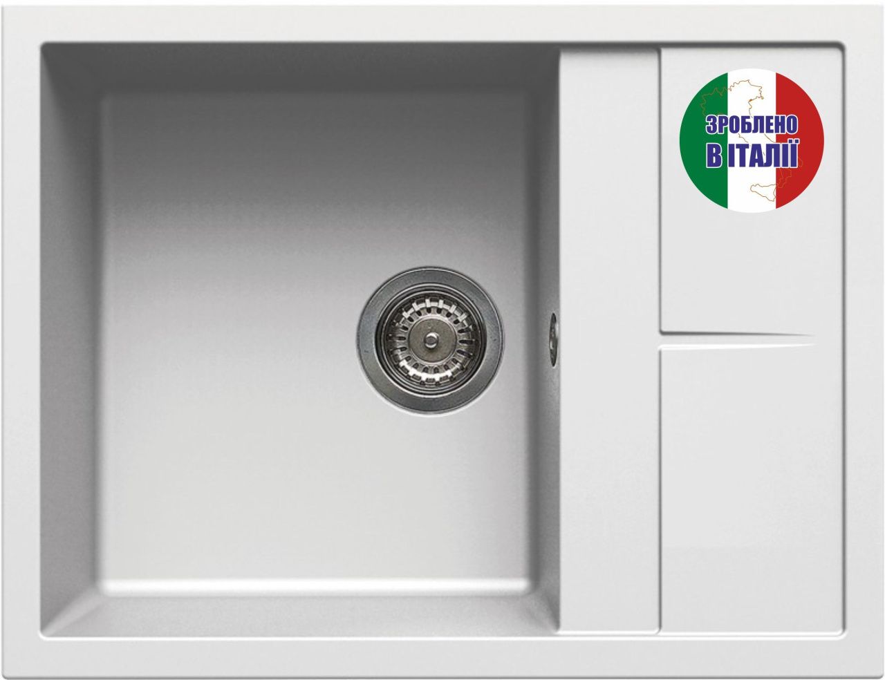 Кухонна мийка граніт ELLECI Unico 125 Bianco Titano 68 Кухонна мийка граніт ELLECI Unico 125 Bianco Titano 68
