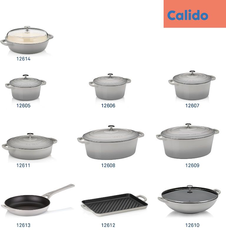 Каструля чавунна з кришкою Kela Calido 24 см 3.8 л Сіра (12606)