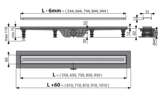 Дренажний канал Alcadrain APZ9-850M