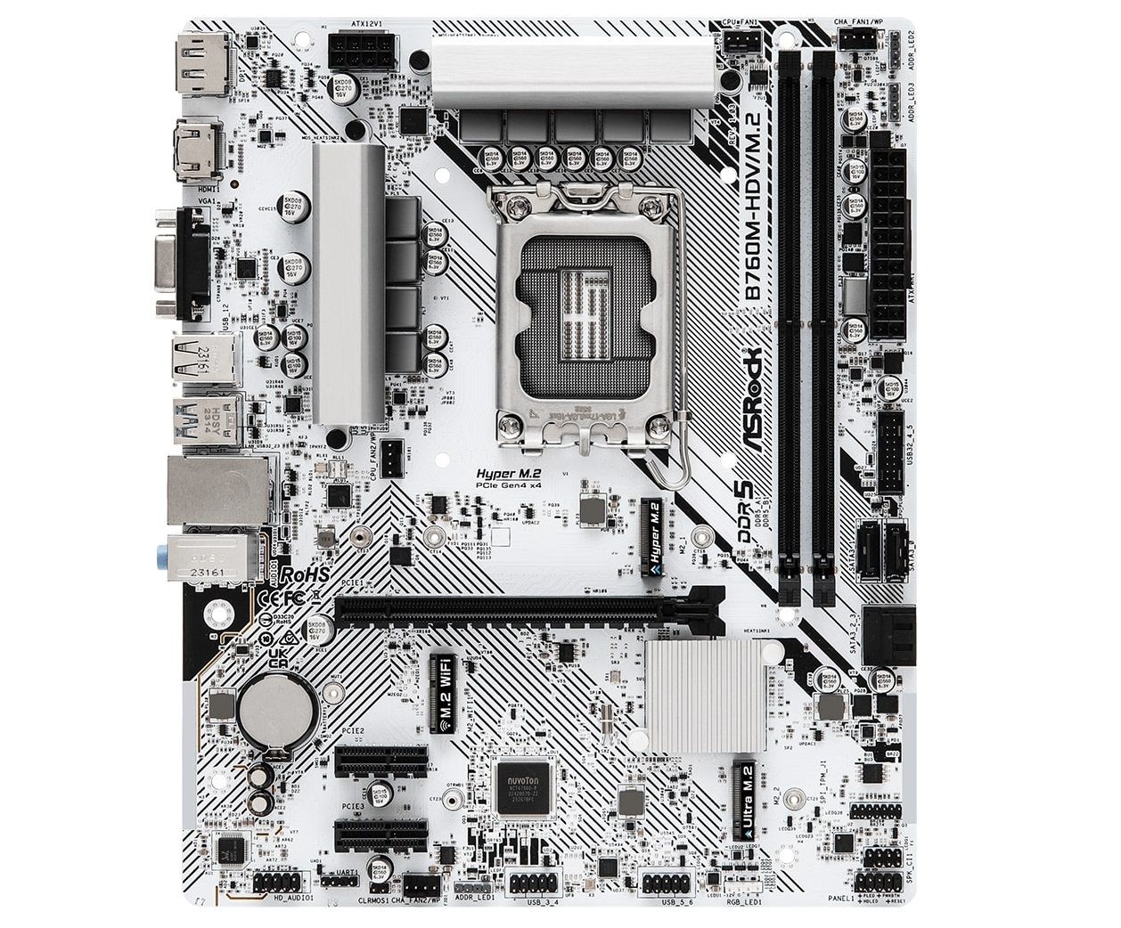 ASRock Материнська плата B760M-HDV/M.2 s1700 B760 2xDDR5 M.2 HDMI DP mATX