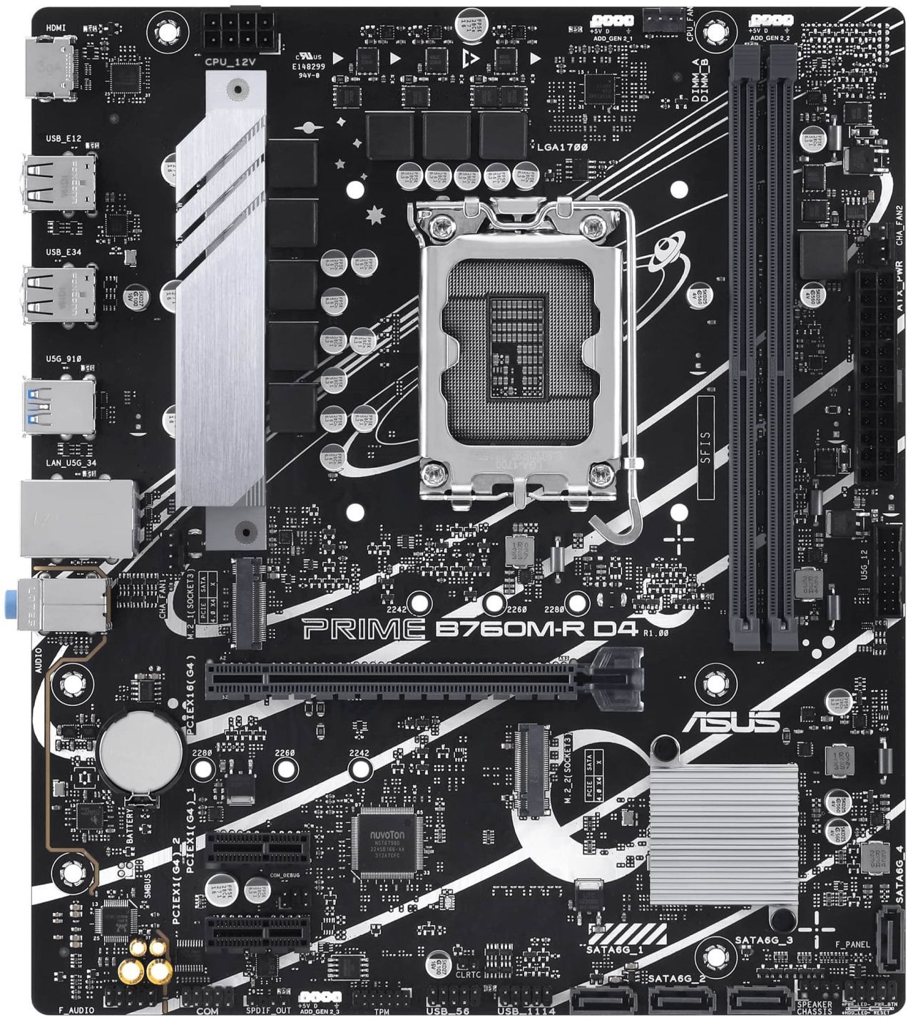 ASUS Материнcька плата PRIME B760M-R D4 s1700 B760 2xDDR4 M.2 HDMI mATX