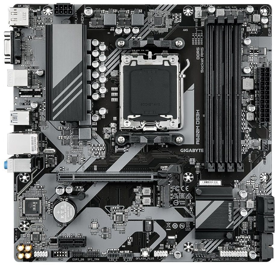 Gigabyte Материнська плата A620M DS3H sAM5 A620 4xDDR5 M.2 HDMI DP mATX