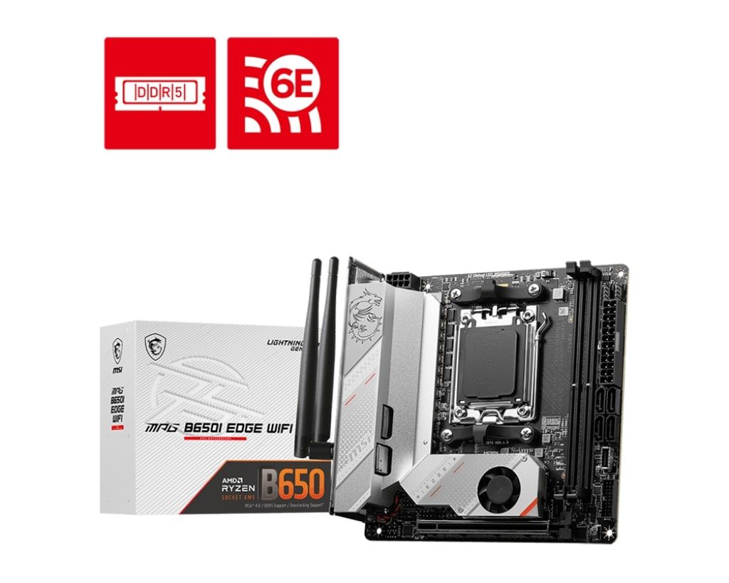 MSI Материнcька плата MPG B650I EDGE WIFI sAM5 B650 2xDDR5 M.2 HDMI WiFi BT mini-ITX