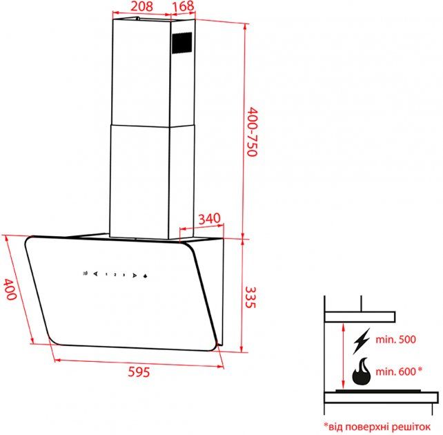 Витяжка WEILOR WDS 62301 R WH 1000 LED