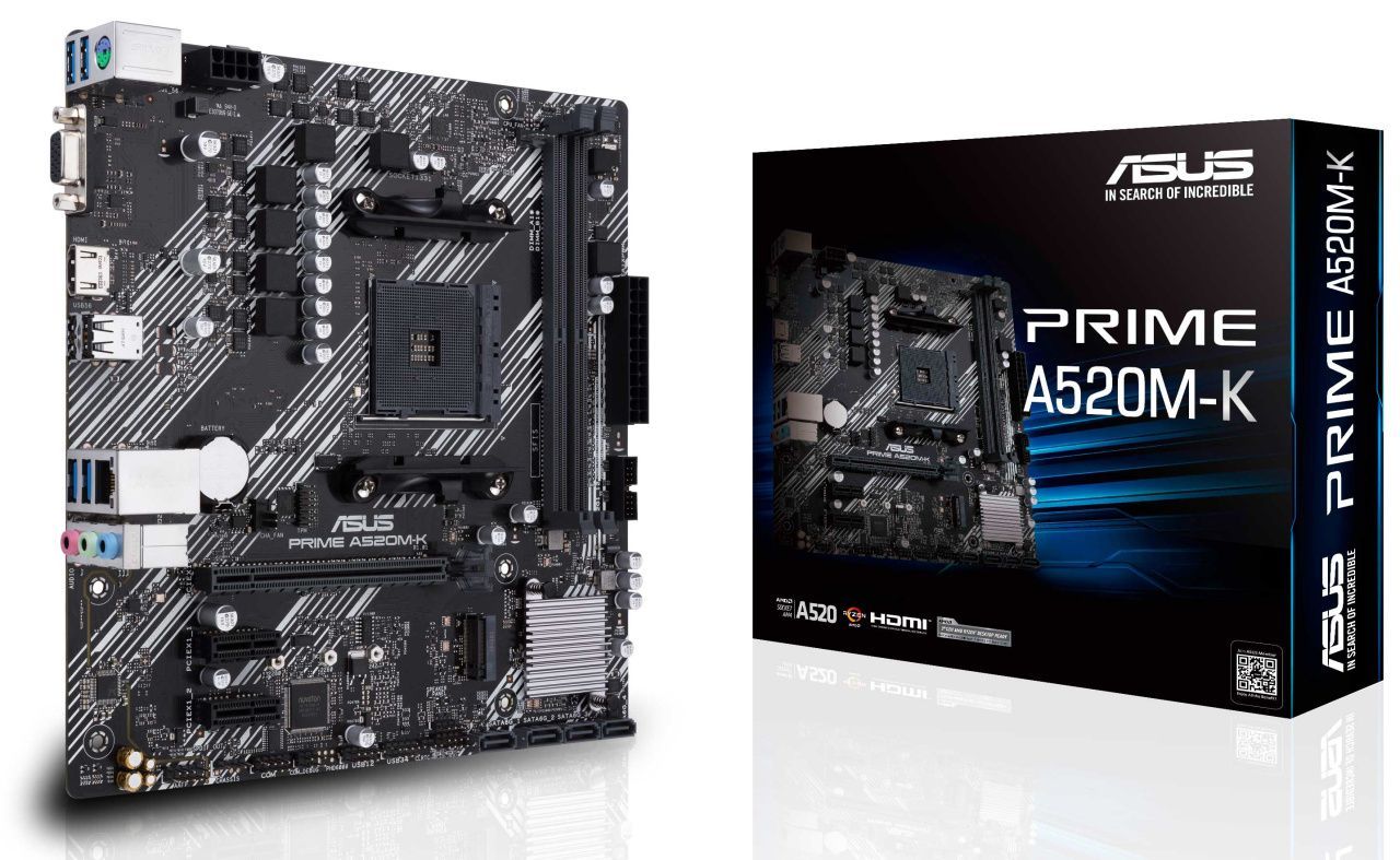 Материнська плата Asus Prime A520M-K (sAM4, AMD A520) mATX
