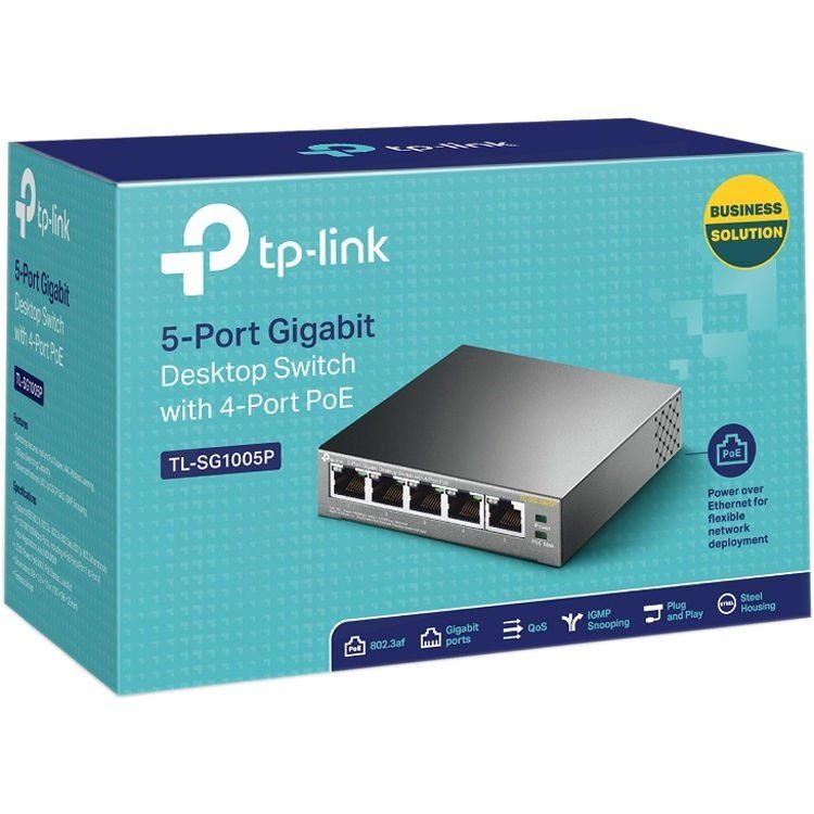 TP-Link Комутатор TL-SG1005P 5xGE/4xPoE 56W некерований