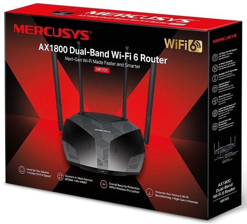 Mercusys Маршрутизатор MR70X AX1800 3xGE LAN 1xGE WAN MU-MIMO OFDMA