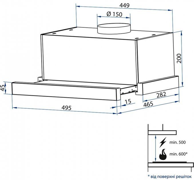 Витяжка MINOLA HTL 5214 BL 700 LED